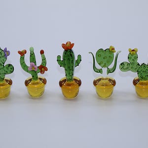 Glass Cactus,Handmade Glass Potted Plants,Mini Glass Succulent,Cactus Lovers,Fused Glass Succulent,Artificial Plant,Home Decor,Indoor Plants