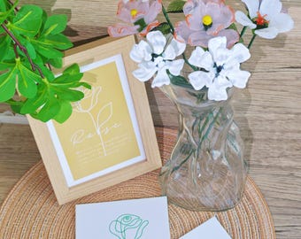Handmade Glass Birth Month Flower, Personalized Stained Flower Bouquet Glass Gift, Fine Art Glass Floral Stem, Gift For Mom, Birthday Gift