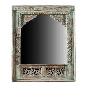 Divine Wooden Mirror Frame - Handcrafted Indian  Design Wood Furniture - Carved Berber Mirror