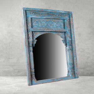 Divine Wooden Mirror Frame - Handcrafted Indian  Design Wood Furniture - Carved Berber Mirror