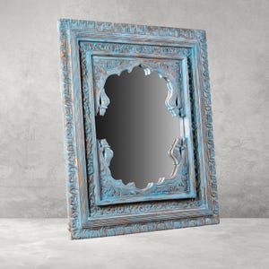 Divine Wooden Mirror Frame - Handcrafted Indian  Design Wood Furniture - Carved Berber Mirror