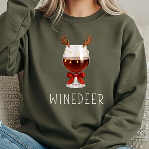 Winedeer Reinbeer Sweatshirts, lustige Weihnachtspullover, Weihnachts-Sweatshirt, Paare Pullover, Rentier-Sweatshirt, Passende Pullover image 1