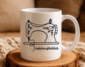 Sewing Machine Mug - Gift for Seamstress, Sewer or Tailor - Line Art Mug for Sewing Lovers - Nähen Geschenk, Handarbeit DIY Idea
