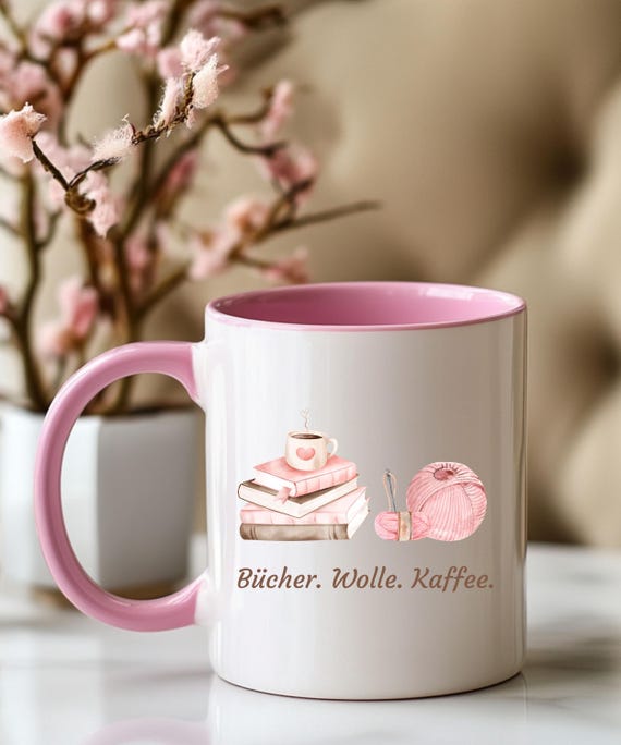Yarn Book Lover Mug: Geschenk für Strickerin, Buchliebhaber und Kaffeeliebhaber, Yarn Coffee Cup, Crocheting and Knitting Gifts