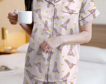 Rapunzel Tangled Pajama Set, Disney Princess Holiday Pajama, Coquette Bow Pajama Pants, Disney Rapunzel Pajama, For Women Kids, Gift for her