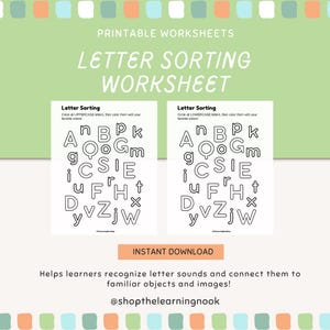 Hojas de trabajo para clasificar letras mayúsculas y minúsculas / Encierra en un círculo las letras / Reconocimiento del alfabeto imprimible