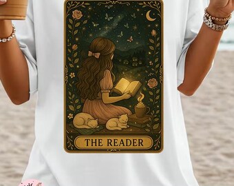 Bookish Girl Reading PNG: Vintage Cozy Reader Art (Digital Download)