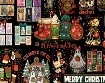 Retro Weihnachten PNG Bundle, Urlaub Sublimation Designs (Digitaler Download)