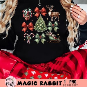 Funny Christmas png,Vintage Christmas Icon PNG, Festive Bow Tree Sleigh Clipart, Cute Holiday Shirt Sublimation, Christmas tree png
