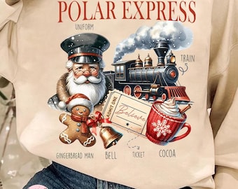 Polar Express Weihnachten Sweatshirt, Weihnachtsmann Dirigent, Vintage Grafik (PNG)