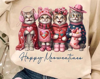 Sweat-shirt chat Meowentines, chemise chaton Saint-Valentin (téléchargement numérique)