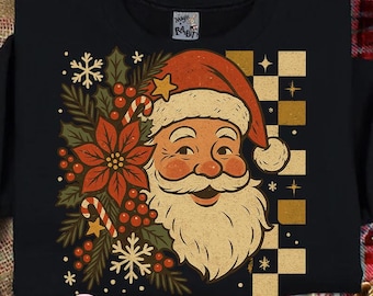 Retro Santa Claus PNG: Vintage Christmas Shirt Design (Digital Download