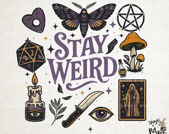 Bleib seltsam Witchy PNG: Halloween Gothic Grunge als Digital Download