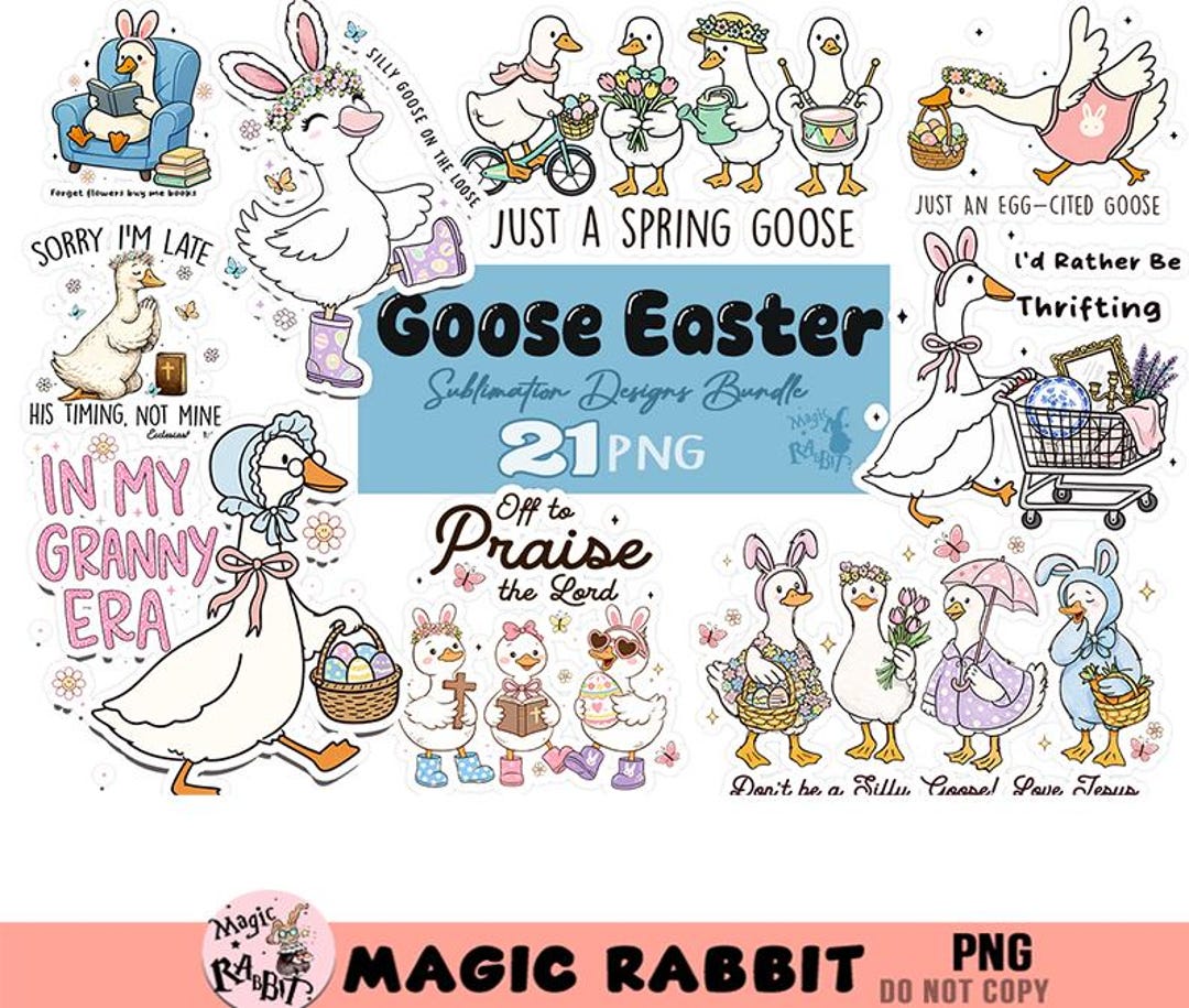 Easter Goose PNG Clipart Bundle, Spring Designs (digital Download for ...