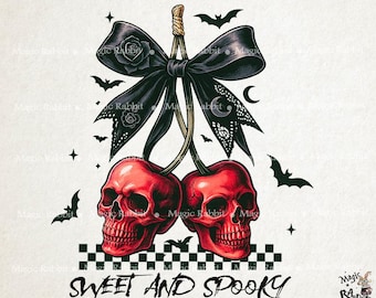 Cherry Skull Clipart: Spooky Pumpkin Coquette PNG (Digital Download