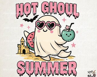 Hot Ghoul Summer PNG, Cute Ghost Sunglasses Beach png,Pastel Spooky Halloween Summer Digital Art, Funny Summer Ghoul Shirt png