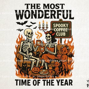 Spooky Coffee Club PNG,Skeletons Drinking Coffee,Spooky Halloween Sublimation,Funny Skeleton Coffee Club PNG,Funny Fall Vibes,Pumpkin Design