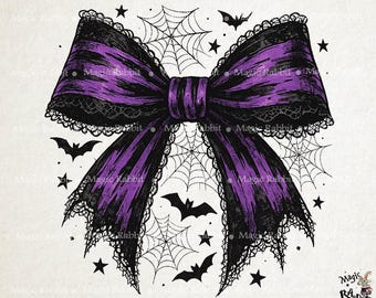 Halloween Bow PNG: Gothic Coquette Clipart (Digital Download, Commercial Use Allowed)