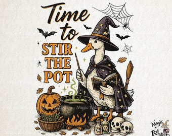 Häxgås Halloween PNG: Rolig retro läskig säsongsdesign (digital nedladdning)