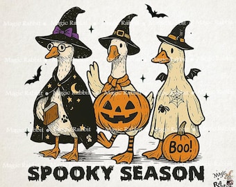 Funny Goose Halloween PNG: Silly Goose Floral Boho Sublimation Design (Digital Download
