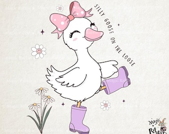 Silly Goose met roze strik Clipart, Goose Shirt Design (PNG SVG)