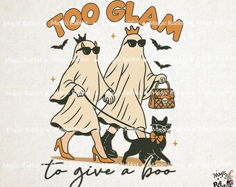 Glam Ghosts Halloween Clipart PNG: Funny Spooky Season Design (Digital Download