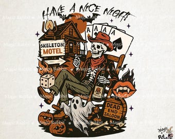 Spooky Cowboy Skeleton PNG: Halloween Western Clipart (Digital Download