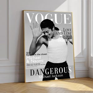 Michael Jackson Dangerous Vogue Poster, Vintage Black White MJ Wall Art, Retro Music Icon Print