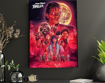 Michael Jackson Thriller Split Face Poster Street Art Print King Of Pop