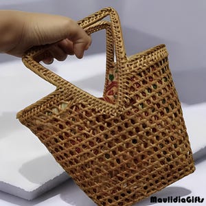 Rattan Bag Bali Angela Bag Ethnic Woven Rattan Bag, Rattan Bag, Boho Bag, Etnic Bag, Bohemian Bag, Wooden Bag
