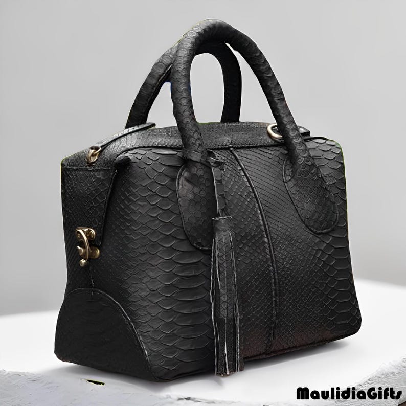 Python Elegance – Genuine Python Snake Skin Bag Model Natalie, Snake Leather Bag, Real Snake Purse, Exotic Skin Bag, Python Leather