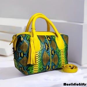 Python Elegance – Genuine Python Snake Skin Bag Model Natalie, Snake Leather Bag, Real Snake Purse, Exotic Skin Bag, Python Leather