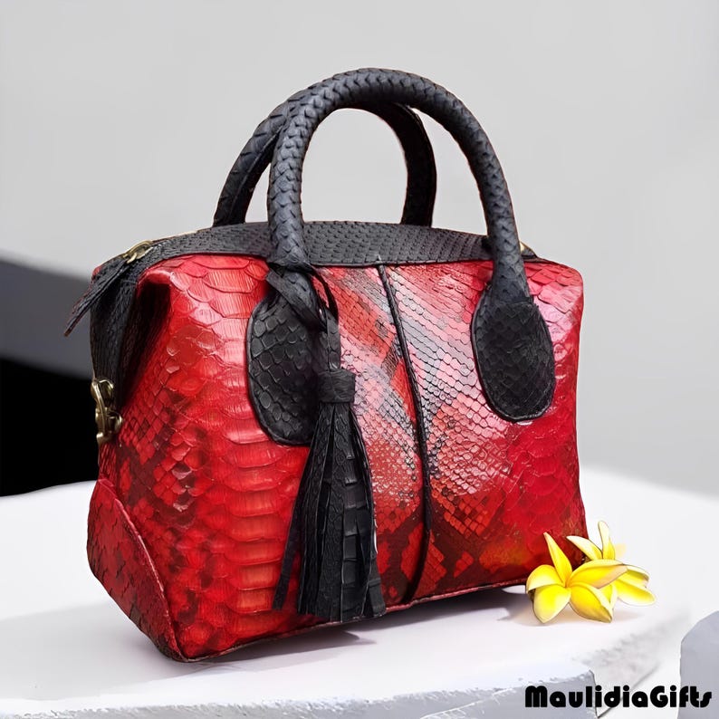Python Elegance – Genuine Python Snake Skin Bag Model Natalie, Snake Leather Bag, Real Snake Purse, Exotic Skin Bag, Python Leather