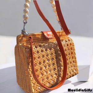 Bali Rattan Bag Sling Rattan Bag Summer Beach Style, Rattan Bag, Boho Bag, Etnic Bag, Bohemian Bag, Wooden Bag