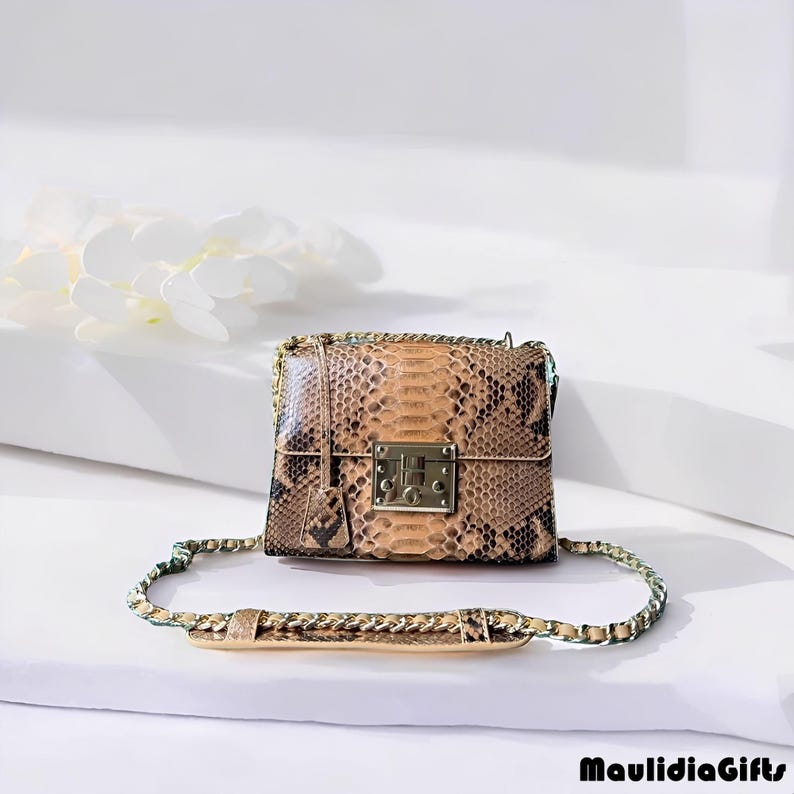 Hana Exotic Snakeskin Leather Bag for Ladies, Real Snake Purse, Exotic Skin Bag, Leather Bag, Python Leather
