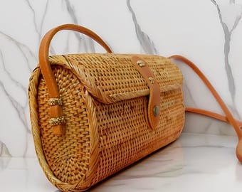 Boho Chic Rattan Ate Sumpe Borsa Borsa a portafoglio fatta a mano per occasioni speciali casuali, Borsa in rattan, Borsa Boho, Borsa etnica, Borsa Boho, Borsa in legno