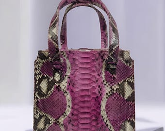 Bolso de mano para mujer de piel de serpiente auténtica, elegante y cómodo, bolso de piel de serpiente, bolso de piel de serpiente auténtica, bolso de piel exótica, piel de pitón, bolso de piel de serpiente