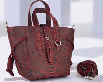 Fiona Genuine Bali Leather Bag Size 17cm Handmade Elegant and Comfortable,Snake Leather Bag,Real Snake Purse,Exotic Skin Bag,Python Leather