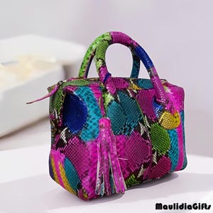 Python Elegance – Genuine Python Snake Skin Bag Model Natalie, Snake Leather Bag, Real Snake Purse, Exotic Skin Bag, Python Leather