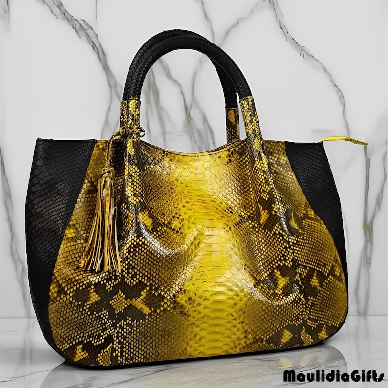 Banowati Women's Python Skin Handbag, Snake Leather Bag, Real Snake ...