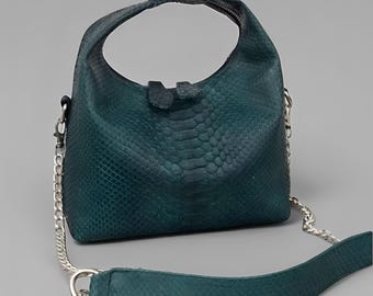 Handcrafted Real Python Moon Purse Exotic Edition, Real Snake Purse, Exotic Skin Bag, Leather Bag, Python Leather