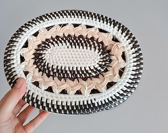 Borsa in rattan ovale Boho con fascino lecca-lecca, borsa in rattan, borsa Boho, borsa in rattan Bali, borsa etnica, borsa Boho, borsa in legno