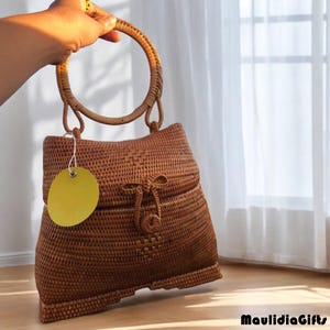 Boho Bag Handmade Balinese Rattan Bag, Rattan Bag, Boho Bag, Etnic Bag, Bohemian Bag, Wooden Bag