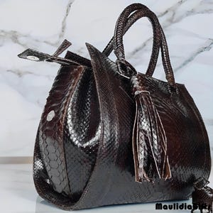 Selona Phyton Leather Tote – Elegant, Tough, Unique,Snake Leather Bag,Real Snake Purse,Exotic Skin Bag,Python Leather