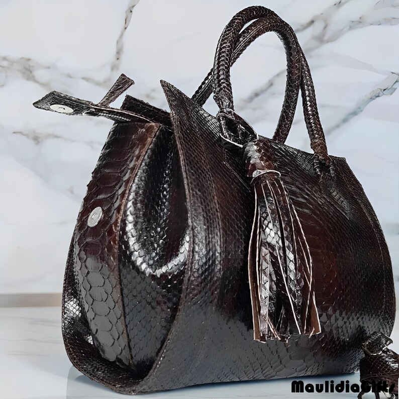 Selona Phyton Leather Tote – Elegant, Tough, Unique,Snake Leather Bag,Real Snake Purse,Exotic Skin Bag,Python Leather