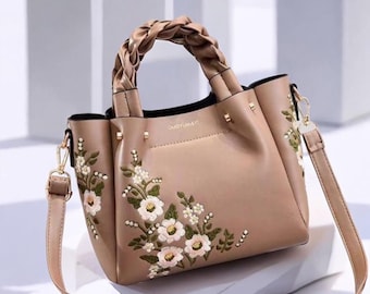 Borsa alla moda – Borsa a tracolla con ricamo floreale, borsa ricamata, ricamo fatto a mano, borsa ricamata, borsa con ricamo boho