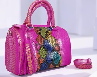 Speedy 25 cm echte slangenleer clutch, exotisch handgemaakt uit Bal, slangenleren tas, echte slangentas, tas exotisch leer, pythonleer, slangenleer