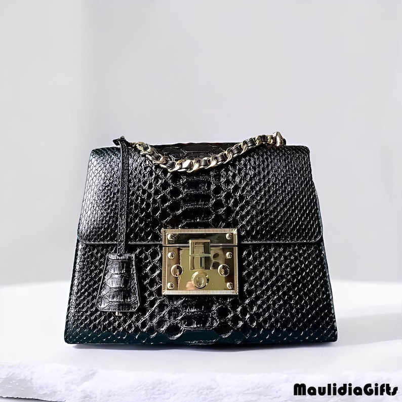 Hana Exotic Snakeskin Leather Bag for Ladies, Real Snake Purse, Exotic Skin Bag, Leather Bag, Python Leather