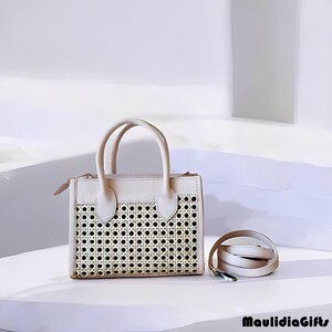 The Claudia Rattan Webbing Purse Classic Boho Elegance, Rattan Bag, Boho Bag, Etnic Bag, Bohemian Bag, Wooden Bag