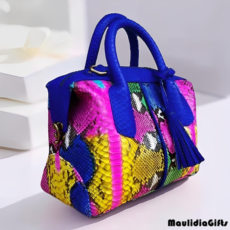 Python Elegance – Genuine Python Snake Skin Bag Model Natalie, Snake Leather Bag, Real Snake Purse, Exotic Skin Bag, Python Leather